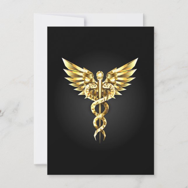 Gold Polygonal Symbol Caduceus Card (Front)