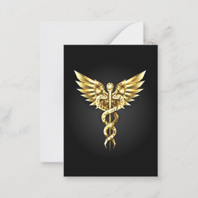 Gold Polygonal Symbol Caduceus Card (Front)