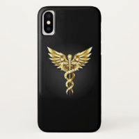Gold Polygonal Symbol Caduceus