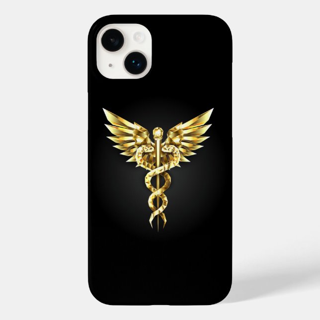 Gold Polygonal Symbol Caduceus Case-Mate iPhone Case (Back)