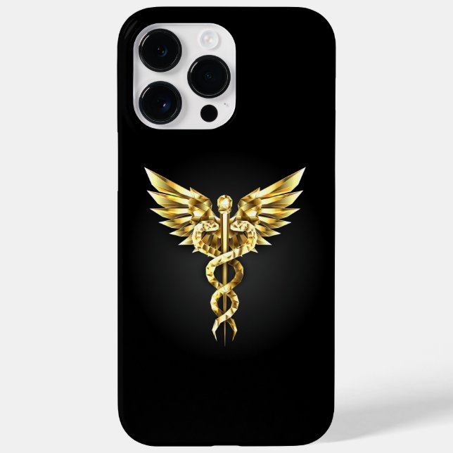 Gold Polygonal Symbol Caduceus Case-Mate iPhone Case (Back)