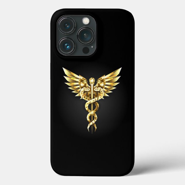 Gold Polygonal Symbol Caduceus Case-Mate iPhone Case (Back)