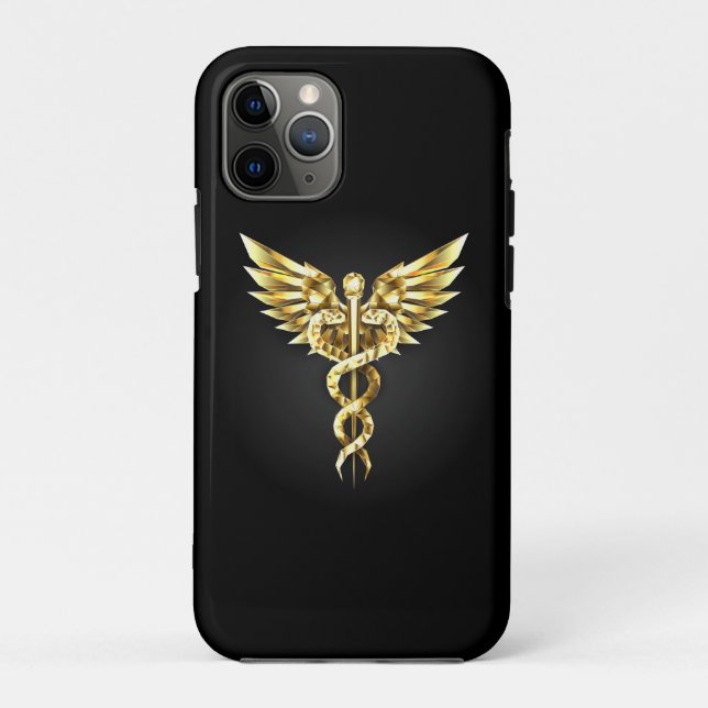 Gold Polygonal Symbol Caduceus Case-Mate iPhone Case (Back)