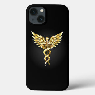 Gold Polygonal Symbol Caduceus iPhone 13 Case