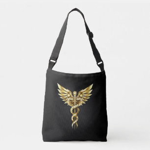 Gold Polygonal Symbol Caduceus Crossbody Bag