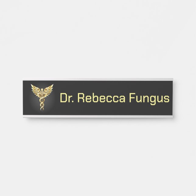 Gold Polygonal Symbol Caduceus Door Sign (Front)