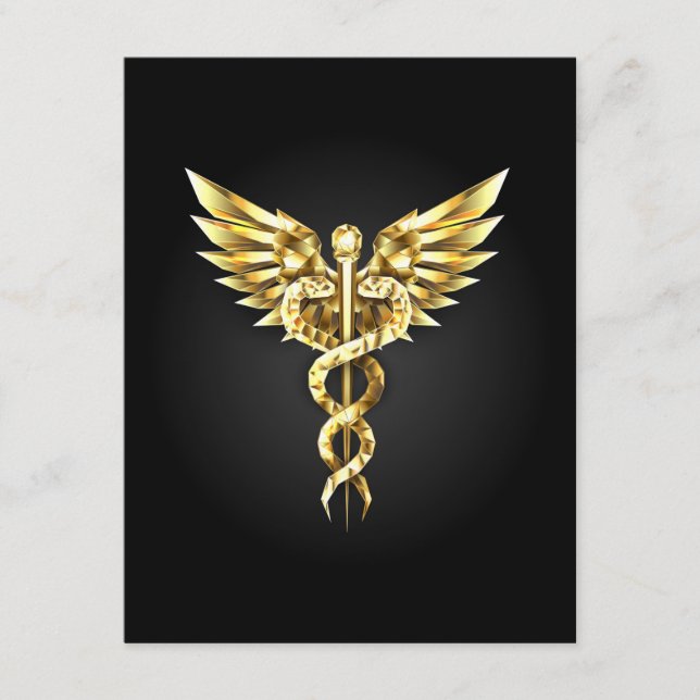 Gold Polygonal Symbol Caduceus Enclosure Card (Front)