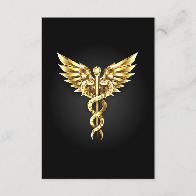 Gold Polygonal Symbol Caduceus Enclosure Card (Front)