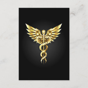 Gold Polygonal Symbol Caduceus Enclosure Card