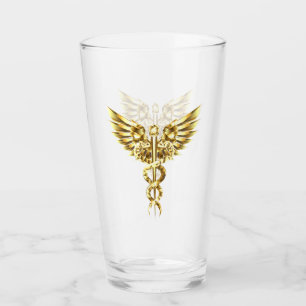 Gold Polygonal Symbol Caduceus Glass