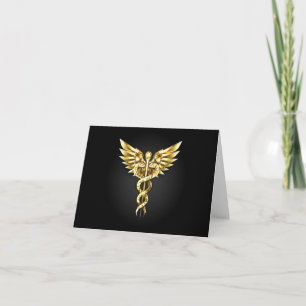 Gold Polygonal Symbol Caduceus Invitation