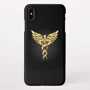 Gold Polygonal Symbol Caduceus iPhone Case