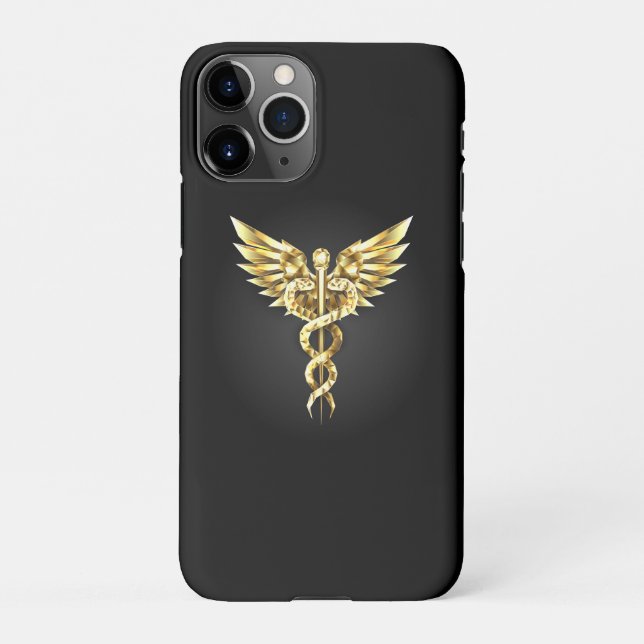 Gold Polygonal Symbol Caduceus iPhone Case (Back)