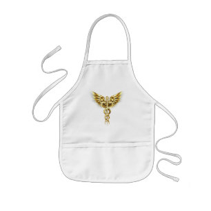Gold Polygonal Symbol Caduceus Kids Apron