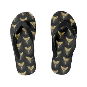 Gold Polygonal Symbol Caduceus Kid's Thongs