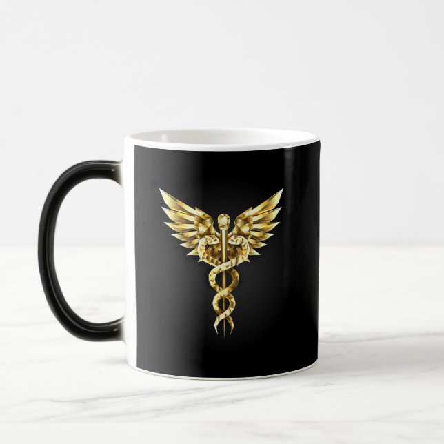 Gold Polygonal Symbol Caduceus Magic Mug (Left)