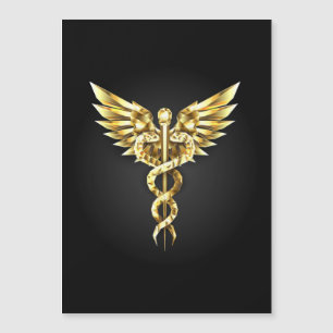 Gold Polygonal Symbol Caduceus Magnetic Invitation