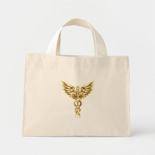 Gold Polygonal Symbol Caduceus Mini Tote Bag
