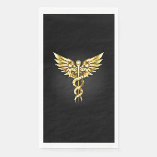 Gold Polygonal Symbol Caduceus Napkin