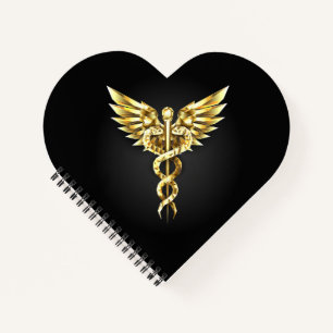 Gold Polygonal Symbol Caduceus Notebook
