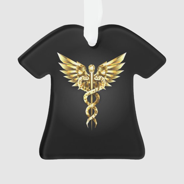 Gold Polygonal Symbol Caduceus Ornament (Front)