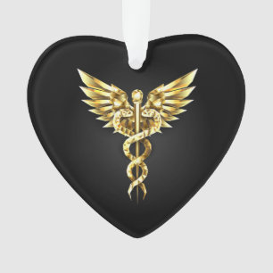 Gold Polygonal Symbol Caduceus Ornament