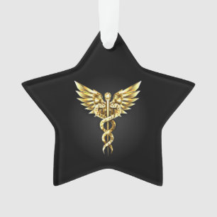 Gold Polygonal Symbol Caduceus Ornament
