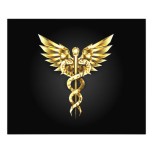 Gold Polygonal Symbol Caduceus Photo Print