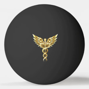 Gold Polygonal Symbol Caduceus Ping Pong Ball