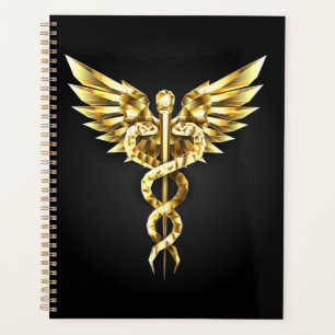 Gold Polygonal Symbol Caduceus Planner