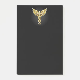 Gold Polygonal Symbol Caduceus Post-it Notes