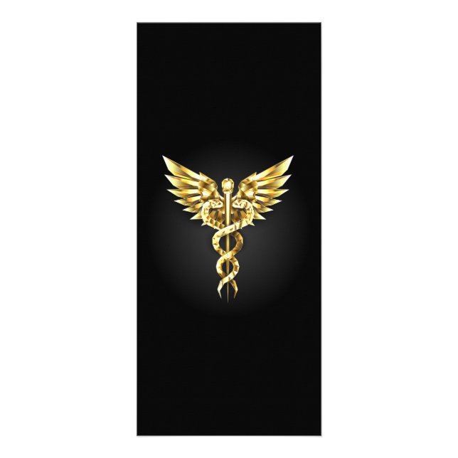 Gold Polygonal Symbol Caduceus Rack Card (Front)