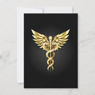 Gold Polygonal Symbol Caduceus Save The Date