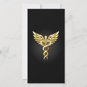 Gold Polygonal Symbol Caduceus Save The Date
