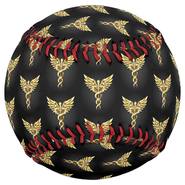 Gold Polygonal Symbol Caduceus Softball (Front)