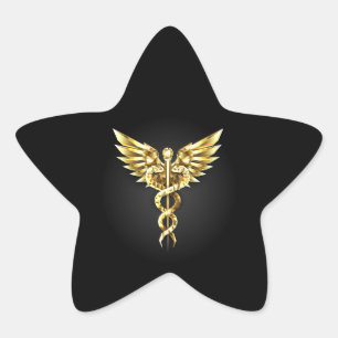 Gold Polygonal Symbol Caduceus Star Sticker