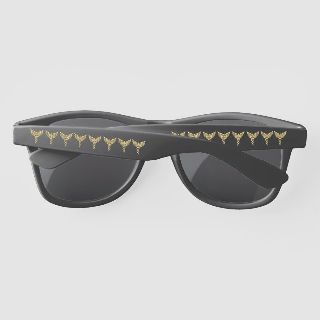 Gold Polygonal Symbol Caduceus Sunglasses (Back)