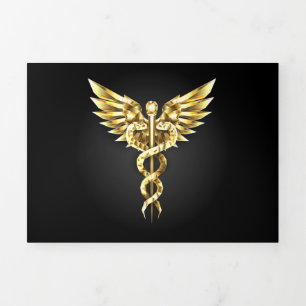 Gold Polygonal Symbol Caduceus Tri-Fold Announcement