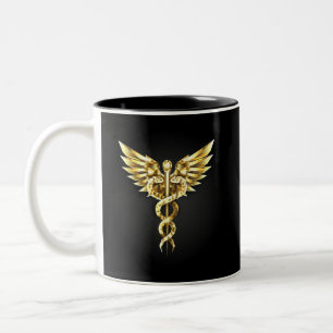 Gold Polygonal Symbol Caduceus Two-Tone Coffee Mug