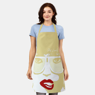 Gold Pop Art Pretty Woman Sunglasses Red Lips Apron