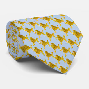 Gold Posh Poodle Light Blue Tie