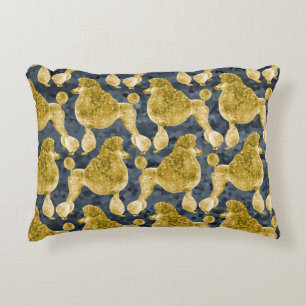 Gold Posh Poodle Night Grey Decorative Cushion