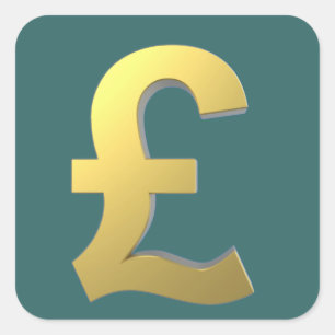 Gold Pound Sign Graphic Square Sticker