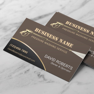 Gold Power Pressure Washing House Cleaning  Business Card