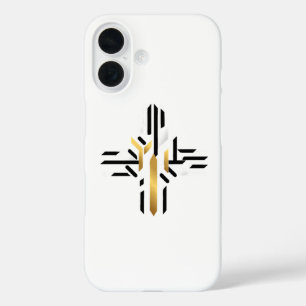 Gold Power Symbol Futuristic Minimalist Armor Look iPhone 16 Case