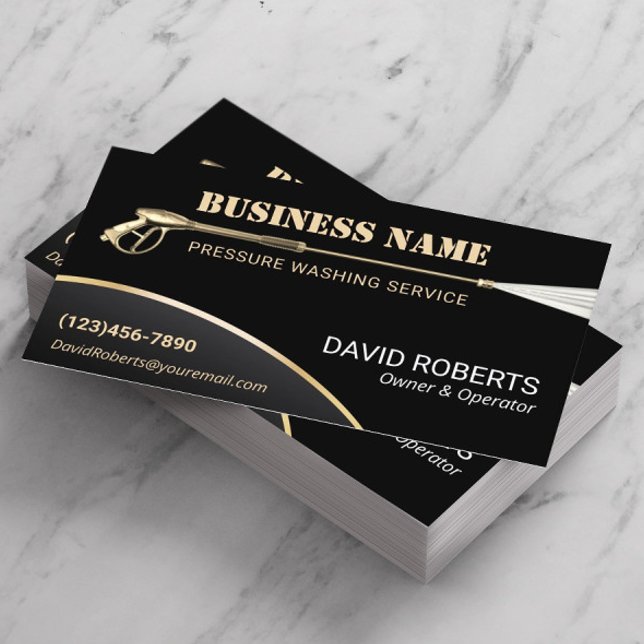 Gold Power Washer Pressure Washing House Cleaning Business Card (Creator Uploaded)