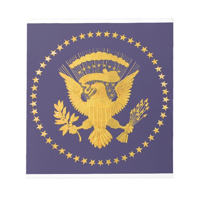 Gold Presidential Seal on Blue Ground Notepad (Front)