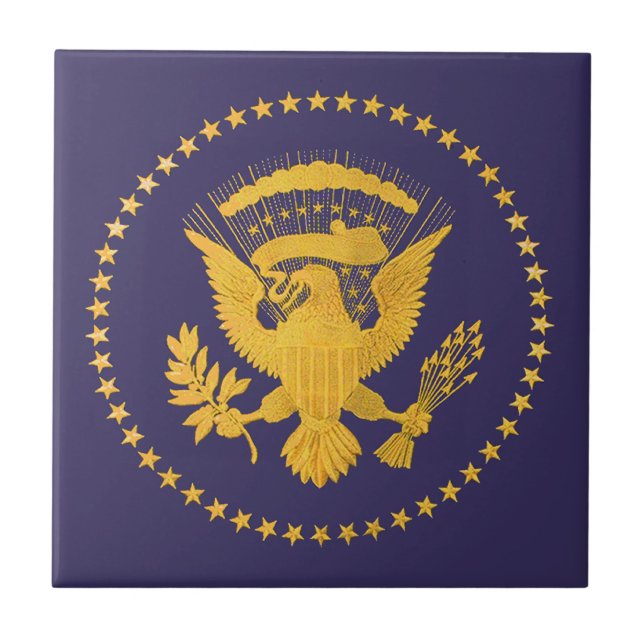 Gold Presidential Seal on Blue Ground Tile (Front)