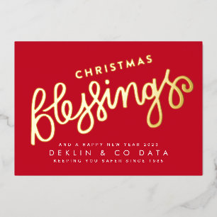Gold Pressed Christmas Blessing Corporate Red Foil Holiday Card