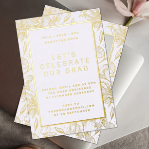 Gold Pressed Leaf Floral Graduation Party